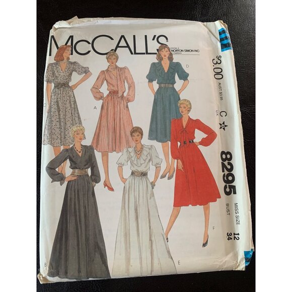 McCall's Misses Dress Sewing Pattern Sz 12 8295 - Uncut - Picture 9 of 10